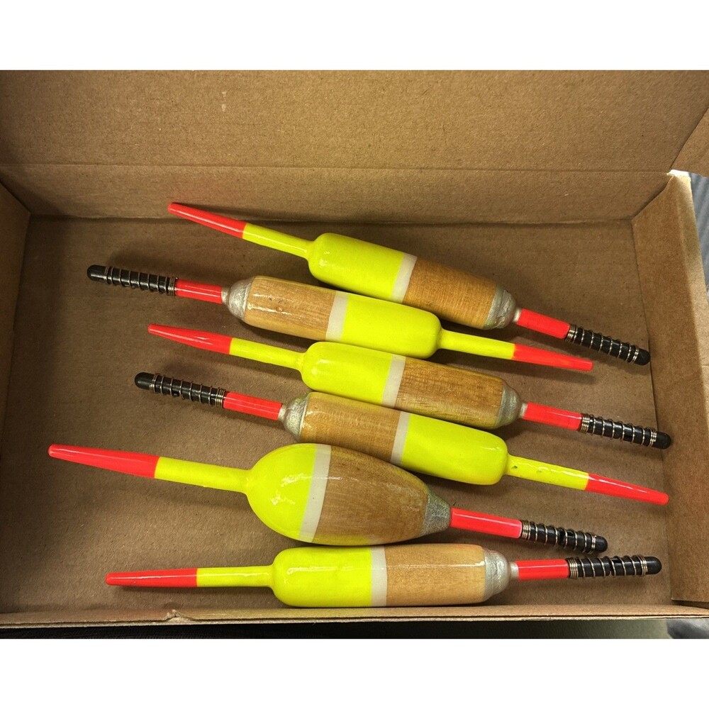 6 Pcs Fishing Bobbers Floats Buoyant‎ Balsa Wood Body Freshwater Saltwater